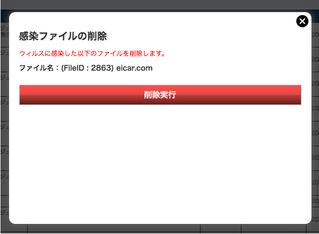 感染ファイル削除 キャプチャ画面